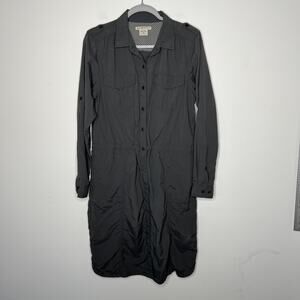 ExOfficio Shirt Dress Womens Medium Gray Nylon Travel Roll Tab Pockets Utility